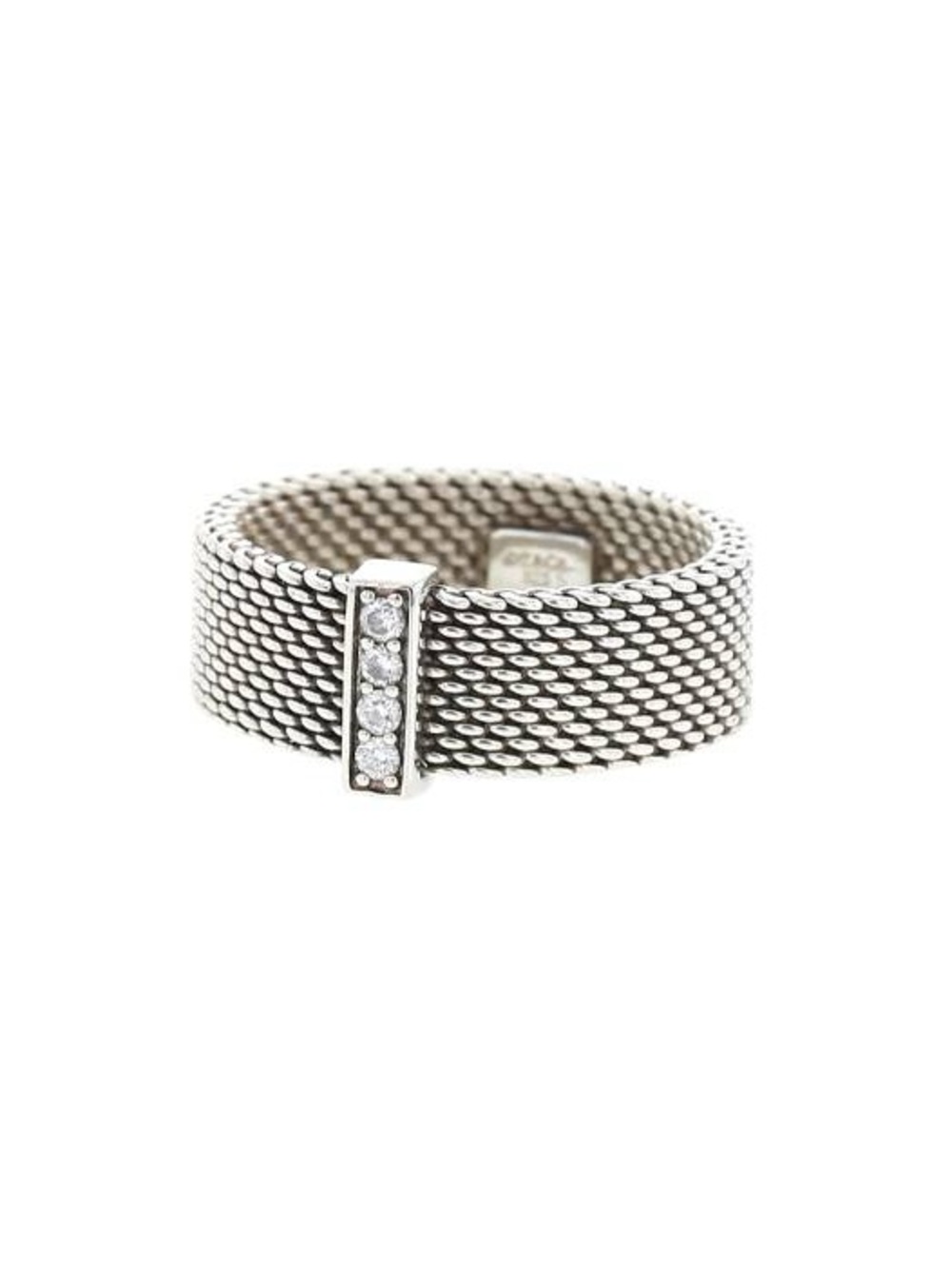 Tiffany & Co. Sterling Silver Somerset Mesh Diamond Ring - Size 5